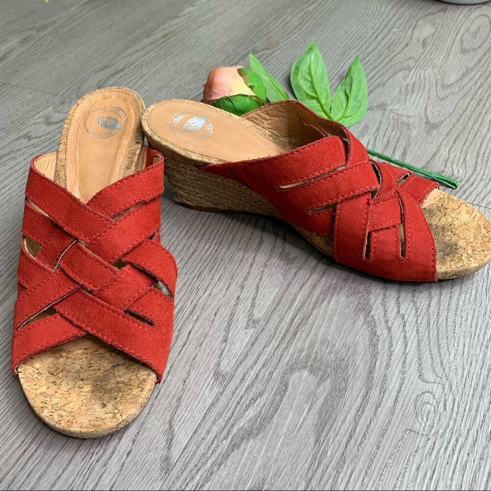 Nurture burnt orange leather espadrille wedges